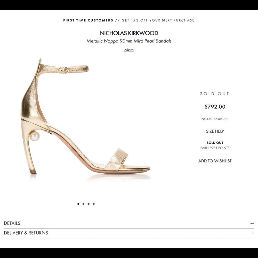 NICHOLAS KIRKWOOD Metallic Nappa 90mm Mira Pearl Sandals - Picture 3 of 12